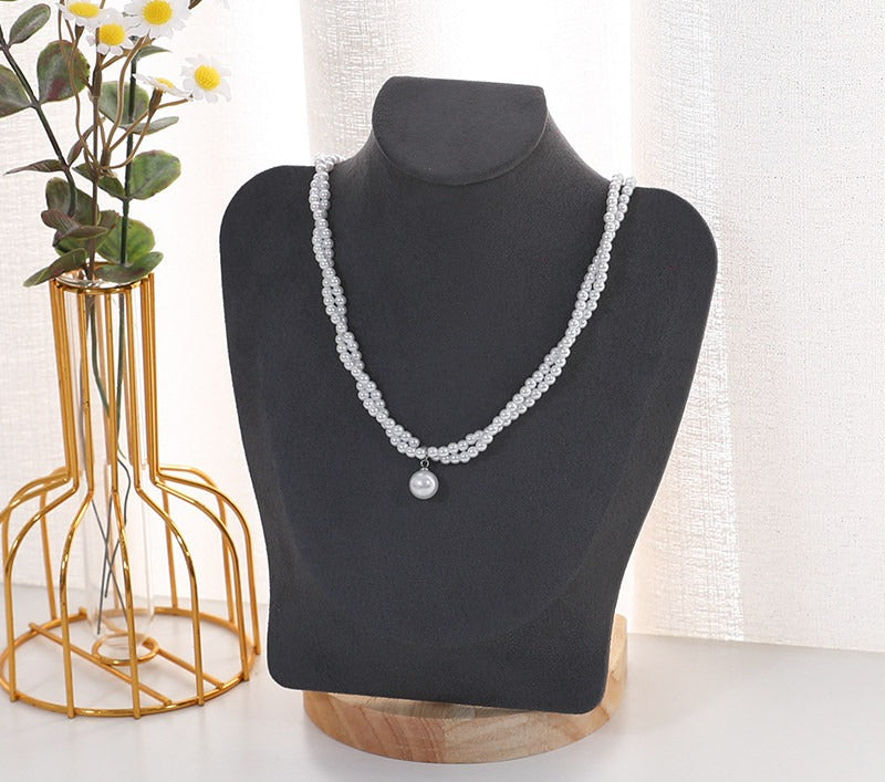 Velvet Necklace Display Stand with Solid Wood Base - Image 8