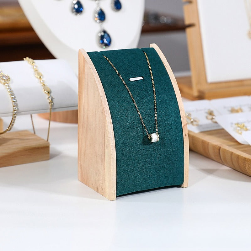 Solid Wood & Velvet Necklace Display Stand - Image 15