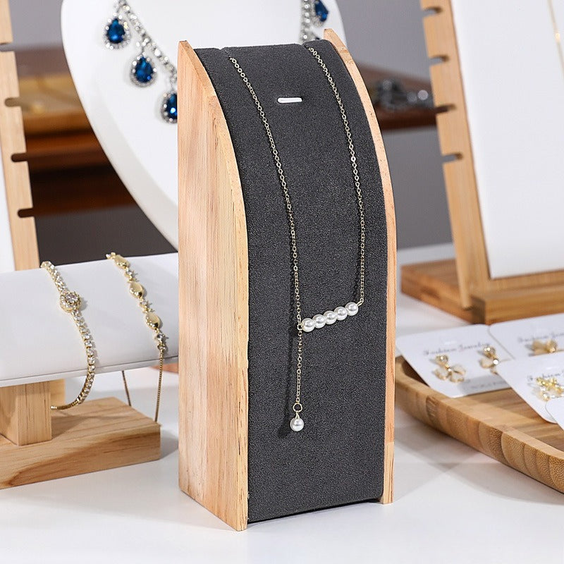 Solid Wood & Velvet Necklace Display Stand - Image 20