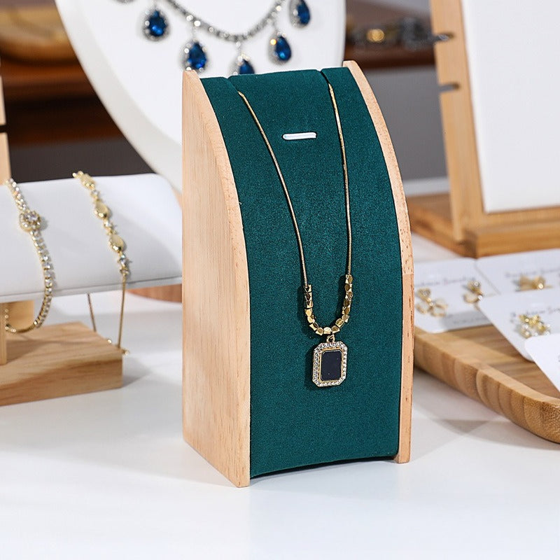Solid Wood & Velvet Necklace Display Stand - Image 14