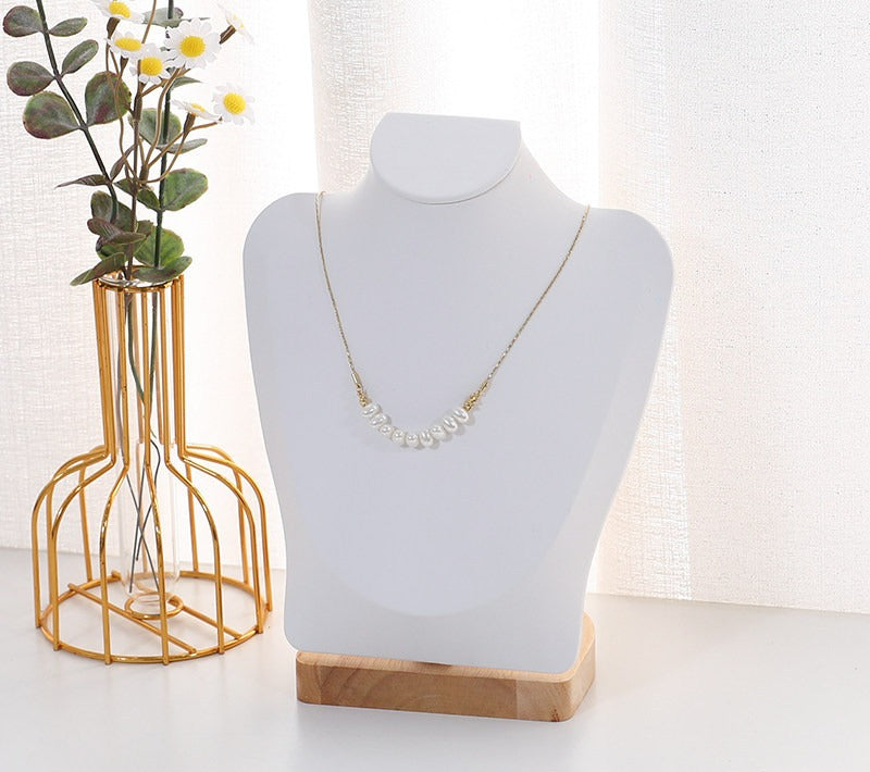 Velvet Necklace Display Stand with Solid Wood Base - Image 7