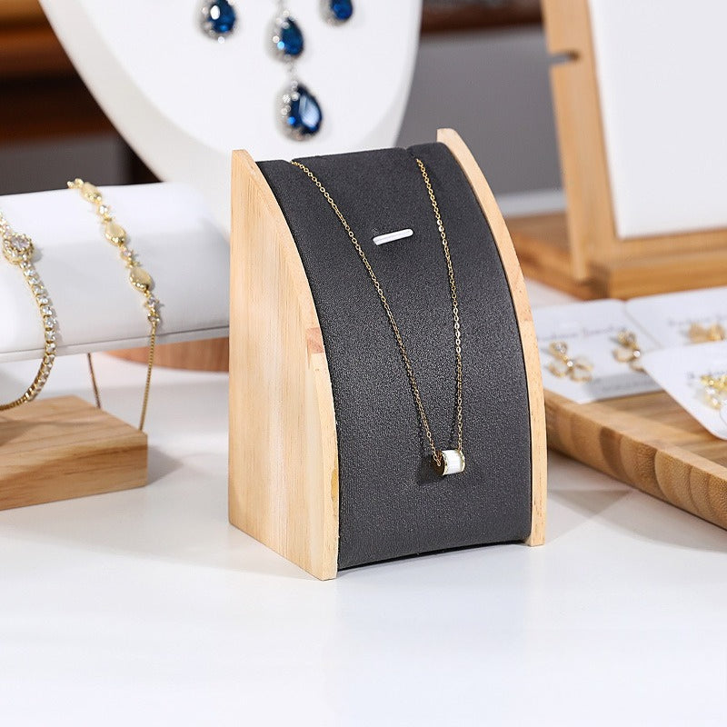 Solid Wood & Velvet Necklace Display Stand - Image 22