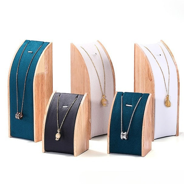 Solid Wood & Velvet Necklace Display Stand - Image 5