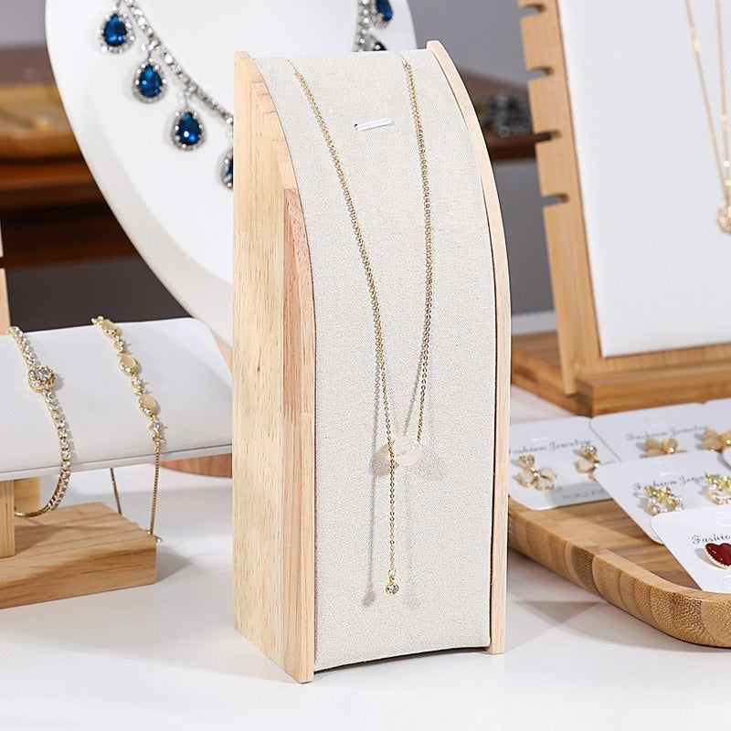 Solid Wood & Velvet Necklace Display Stand - Image 16
