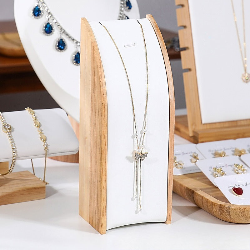 Solid Wood & Velvet Necklace Display Stand - Image 6
