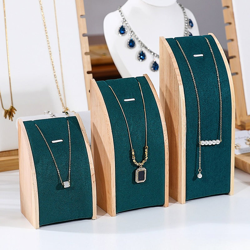 Solid Wood & Velvet Necklace Display Stand - Image 4