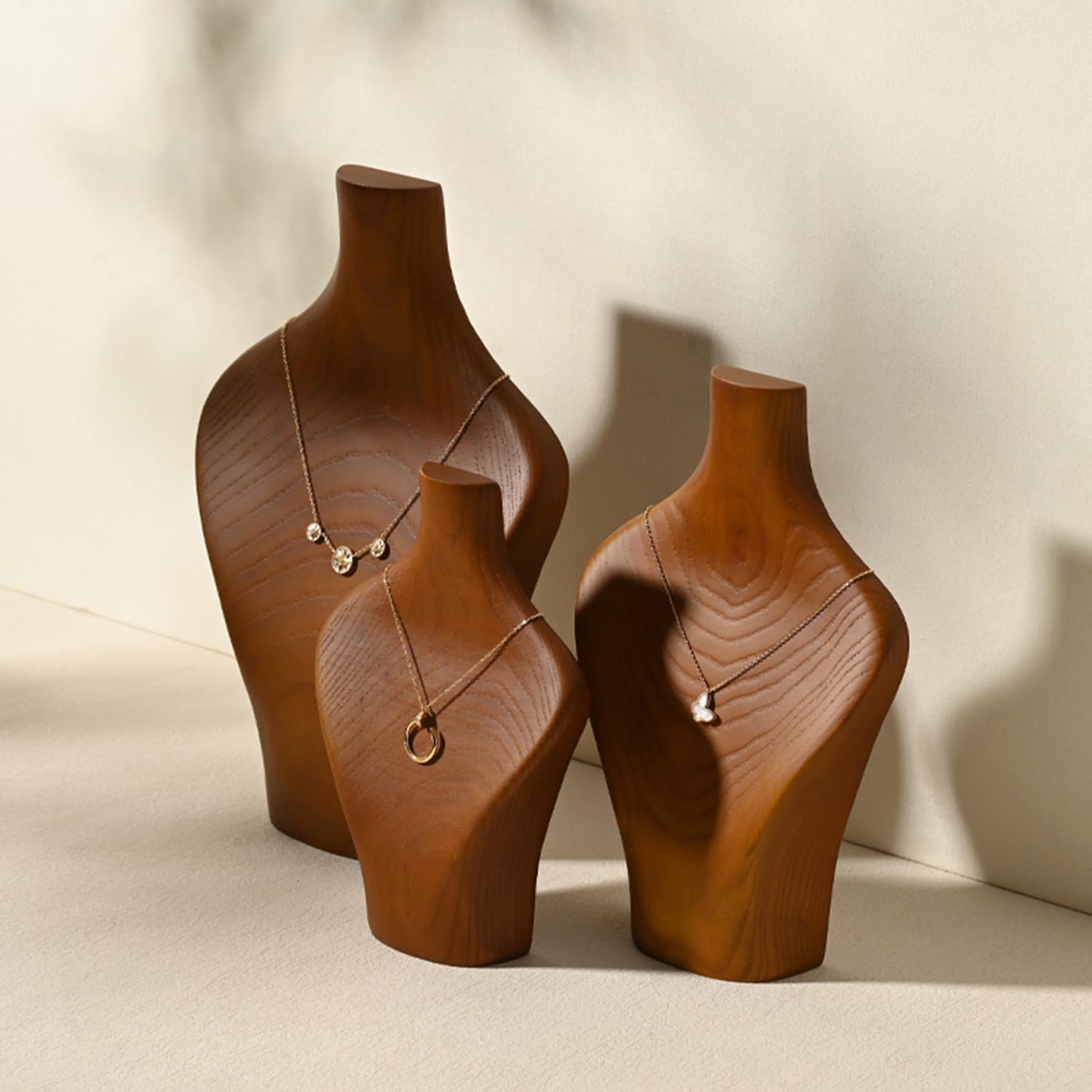 Solid Wood Jewelry Bust Necklace Display Stand - Image 5