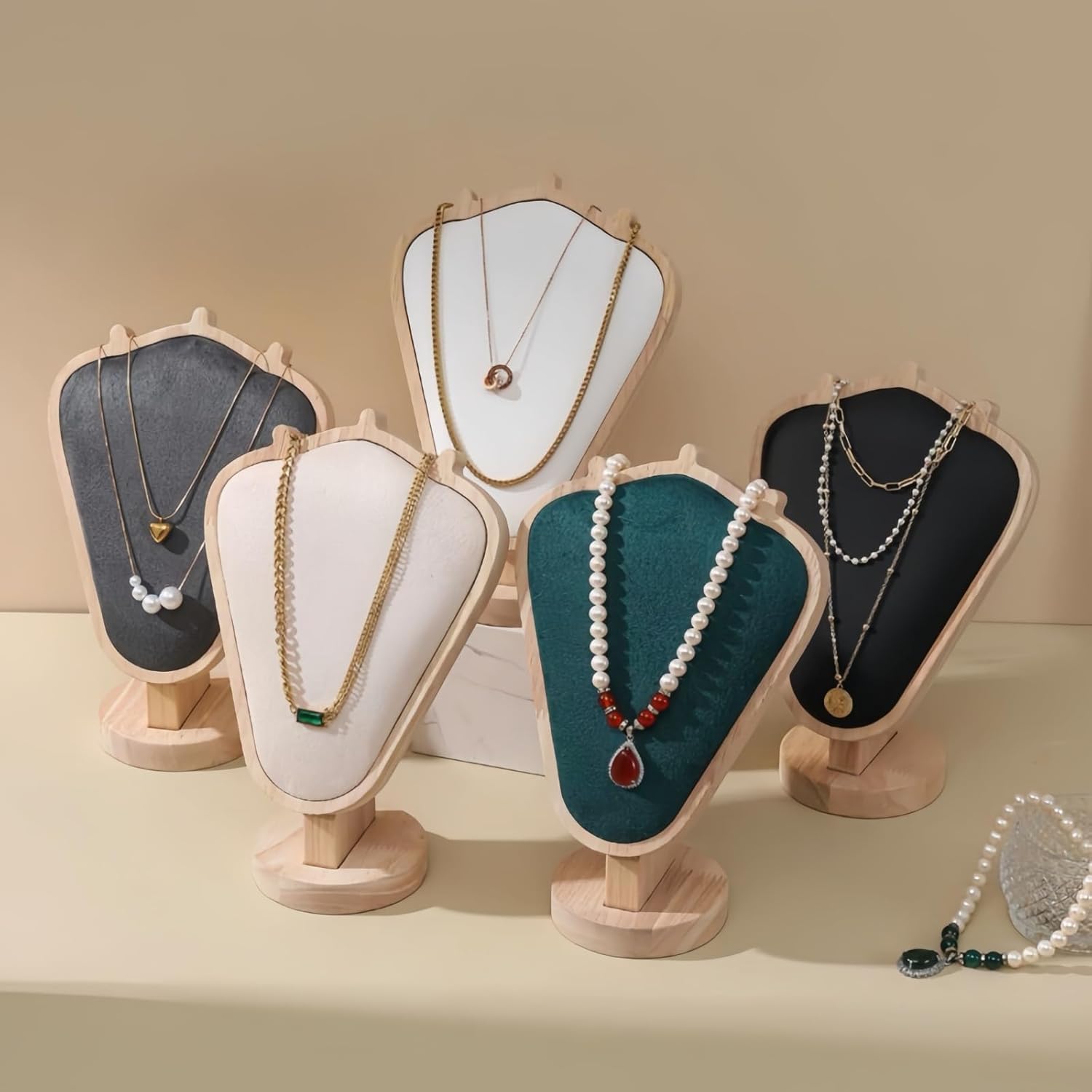 Natural Solid Wood Necklace Display Stand - Image 5