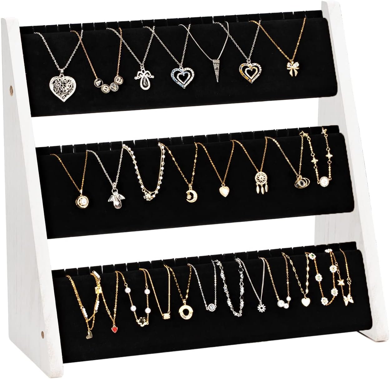 3-Tier Velvet Jewelry Organizer & Display Stand - Image 9