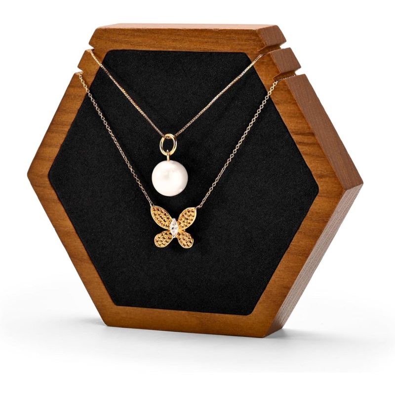 Solid Wood Hexagonal Necklace Stand