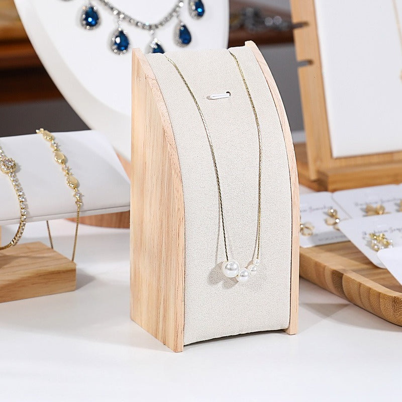 Solid Wood & Velvet Necklace Display Stand - Image 17