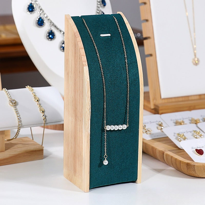 Solid Wood & Velvet Necklace Display Stand - Image 13