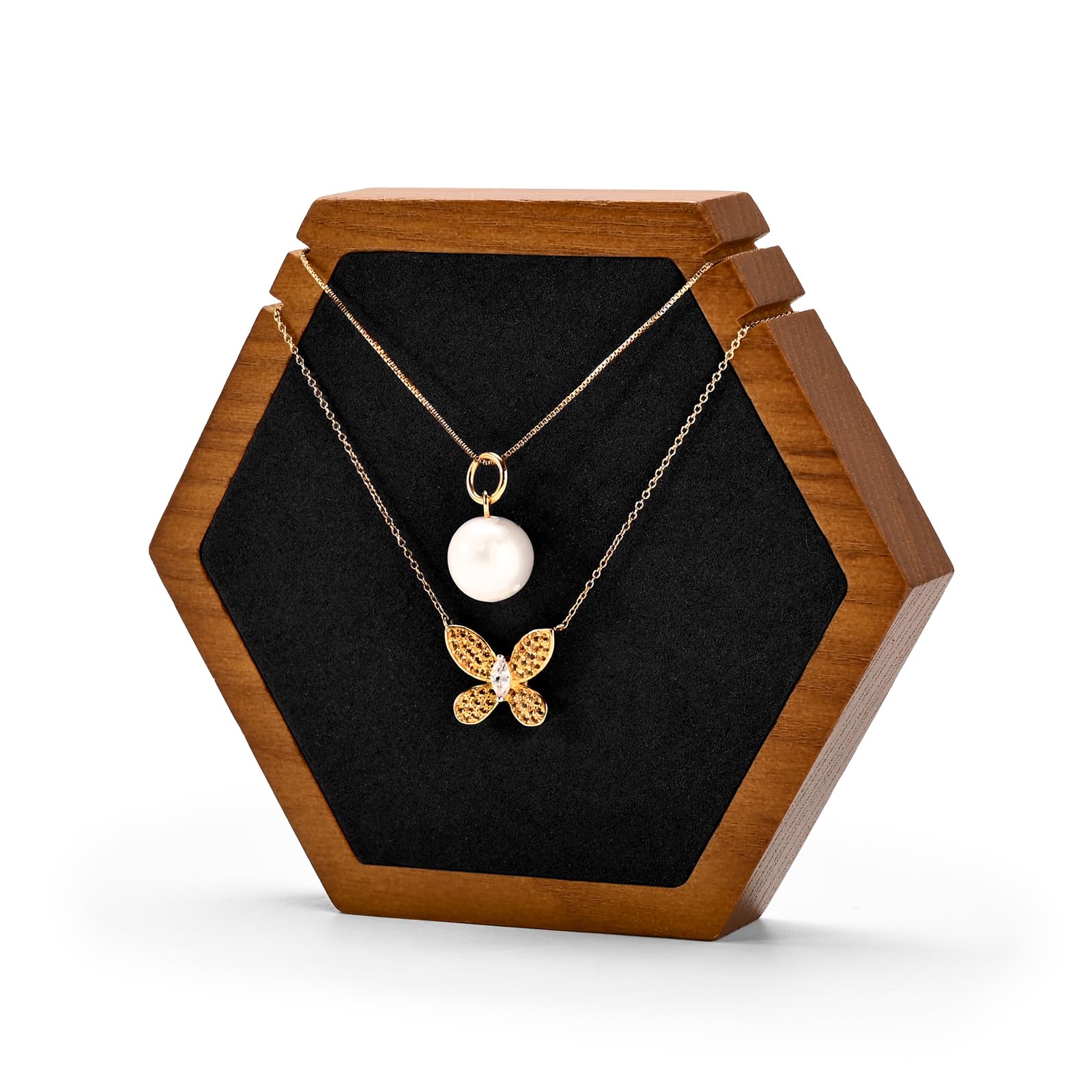 Solid Wood Hexagonal Necklace Stand - Image 12