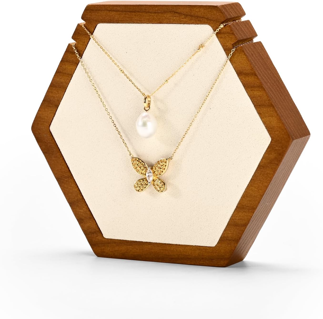 Solid Wood Hexagonal Necklace Stand - Image 9