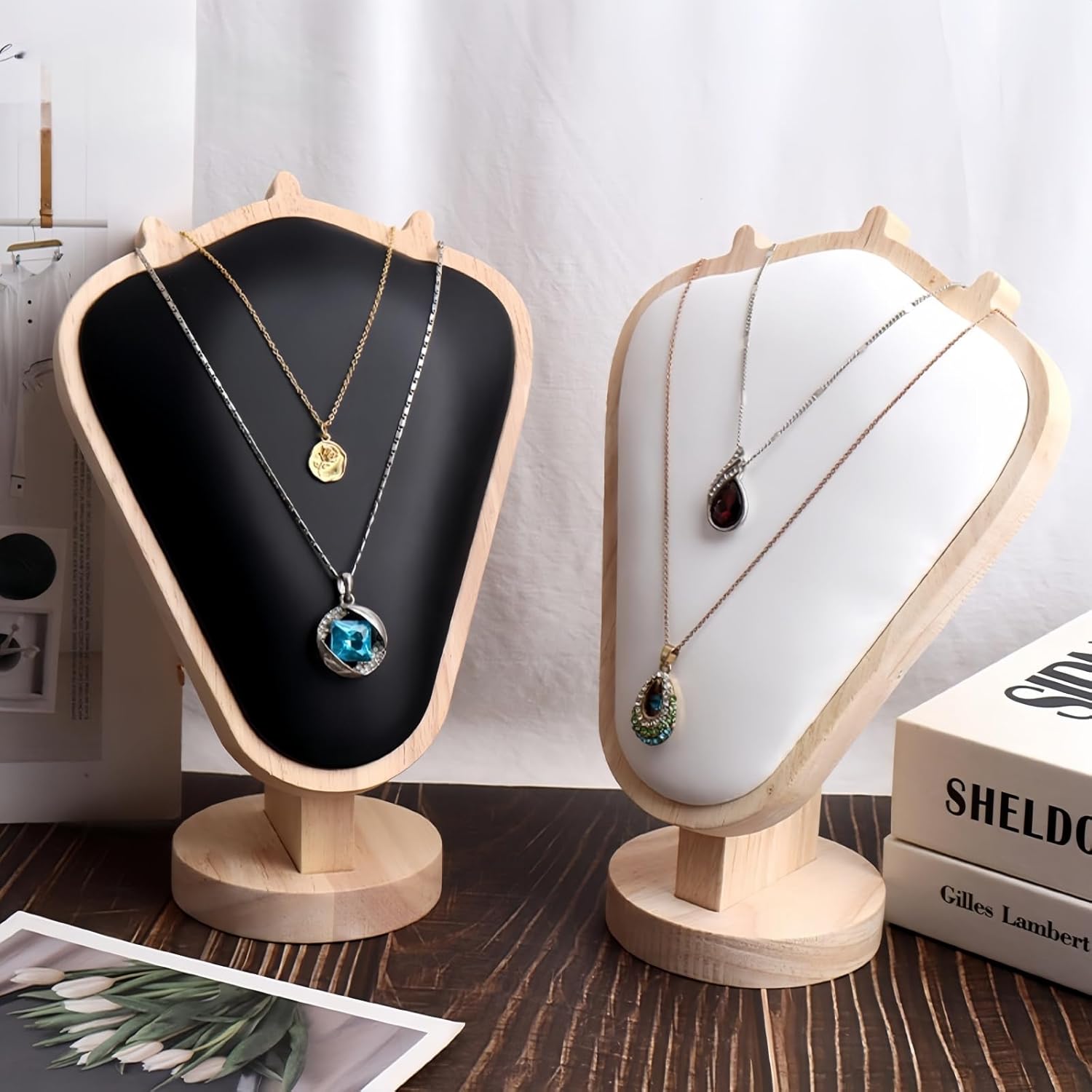 Natural Solid Wood Necklace Display Stand - Image 4