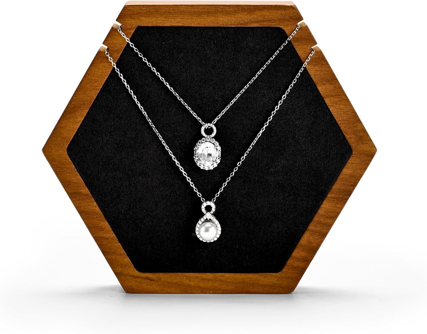 Solid Wood Hexagonal Necklace Stand - Image 5