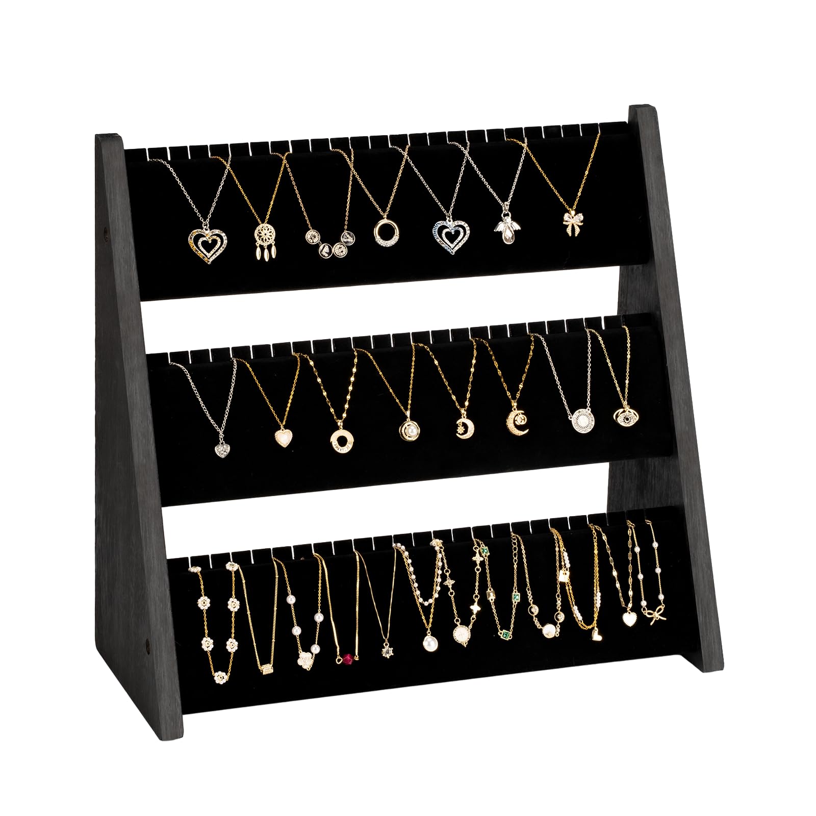 3-Tier Velvet Jewelry Organizer & Display Stand - Image 12
