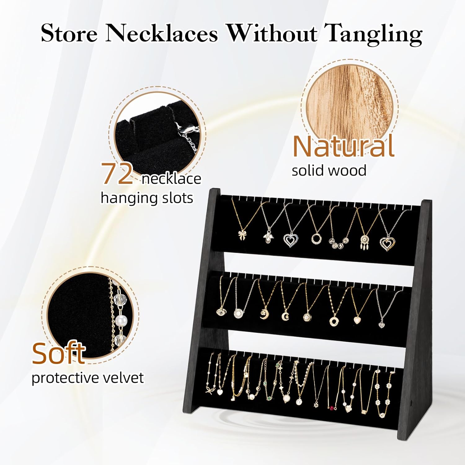 3-Tier Velvet Jewelry Organizer & Display Stand - Image 3