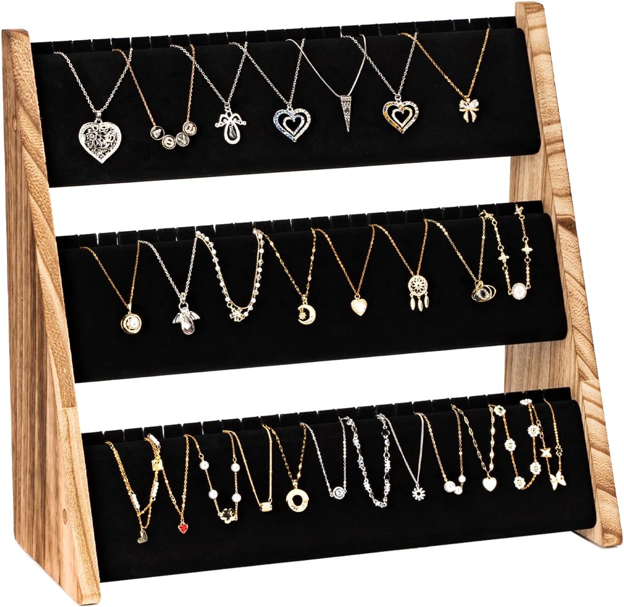 3-Tier Velvet Jewelry Organizer & Display Stand - Image 8