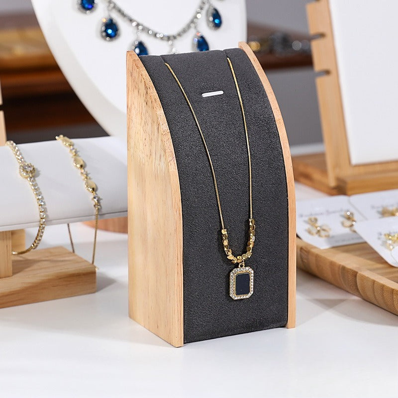 Solid Wood & Velvet Necklace Display Stand - Image 21