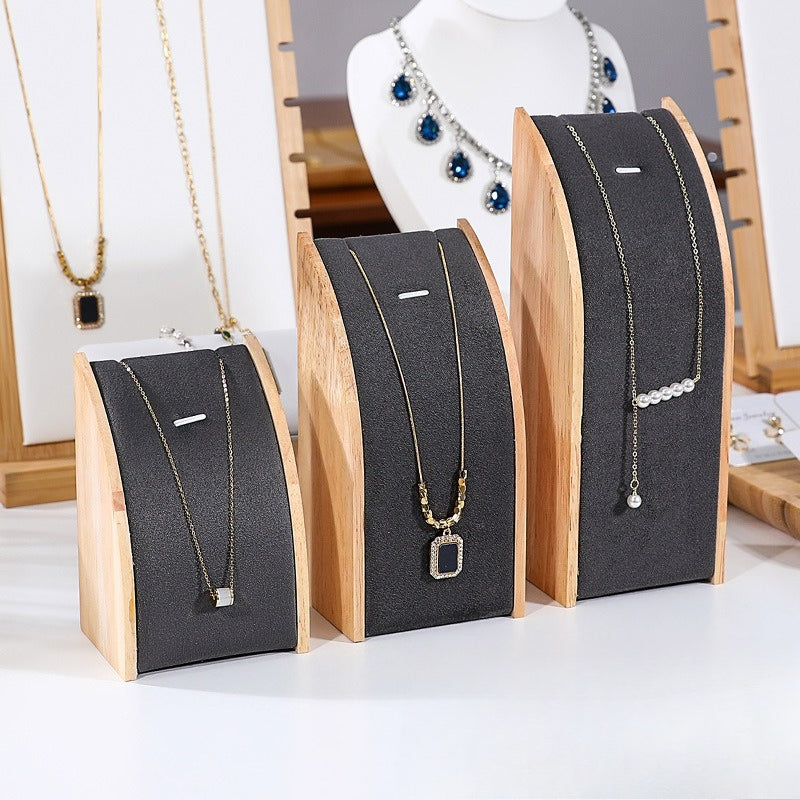 Solid Wood & Velvet Necklace Display Stand - Image 23