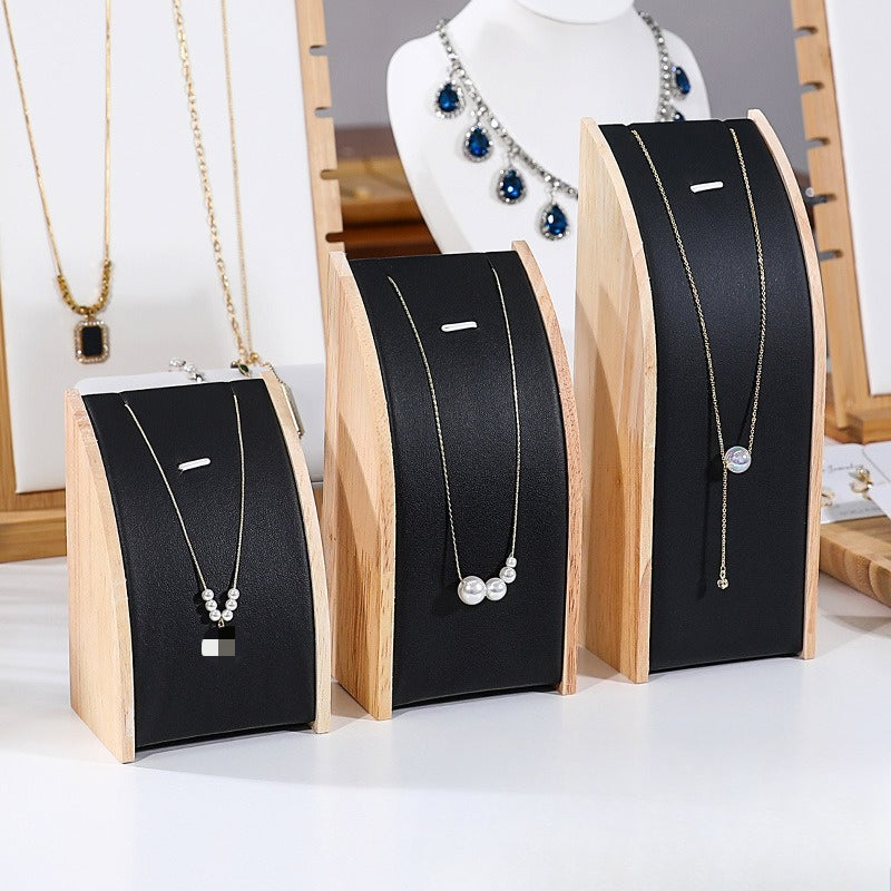 Solid Wood & Velvet Necklace Display Stand - Image 12