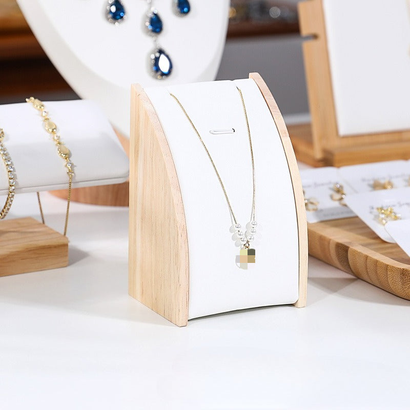 Solid Wood & Velvet Necklace Display Stand - Image 8