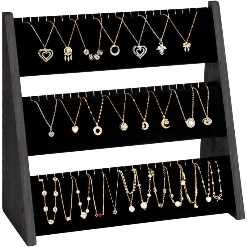 3-Tier Velvet Jewelry Organizer & Display Stand