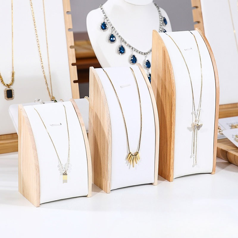 Solid Wood & Velvet Necklace Display Stand - Image 3