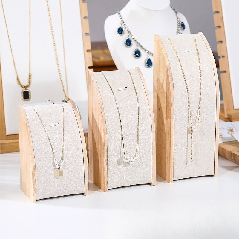 Solid Wood & Velvet Necklace Display Stand - Image 19