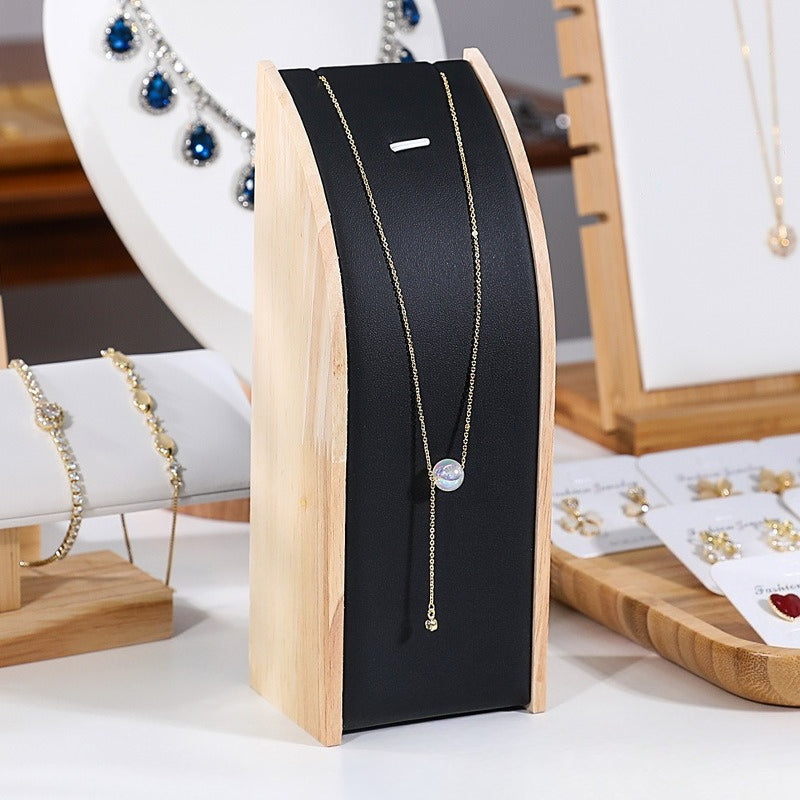 Solid Wood & Velvet Necklace Display Stand - Image 9