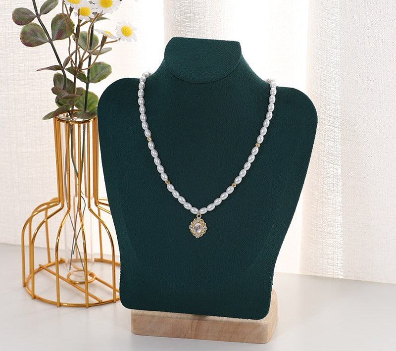 Velvet Necklace Display Stand with Solid Wood Base - Image 10